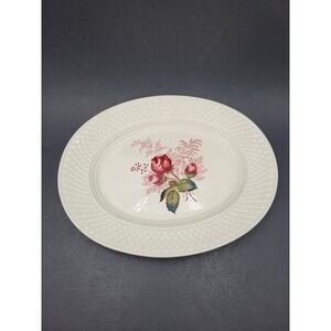 Spode's Mansard Lady‎ Anne Large Platter Pink Roses Quilted Oval Vintage